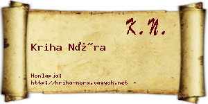 Kriha Nóra névjegykártya